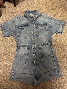 We The Free by Free People Light Blue Denim Romper